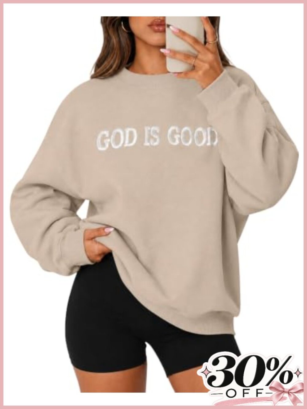Oversized Christian Sweatshirt Embroidered God Is Good Crewneck Pullover